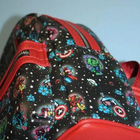 Loungefly Marvel Avengers Mini Backpack Floral Tattoo Print NWT - Picture 6 of 16